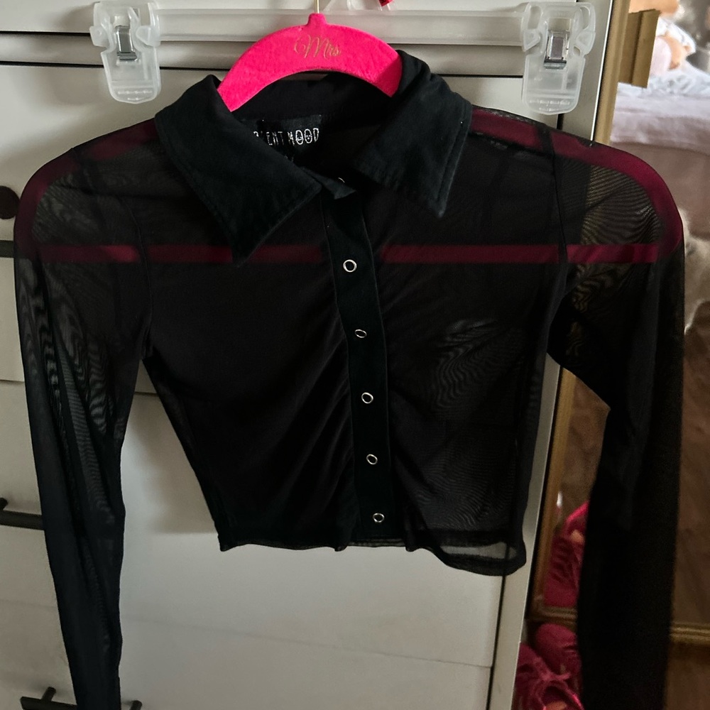 mesh button up